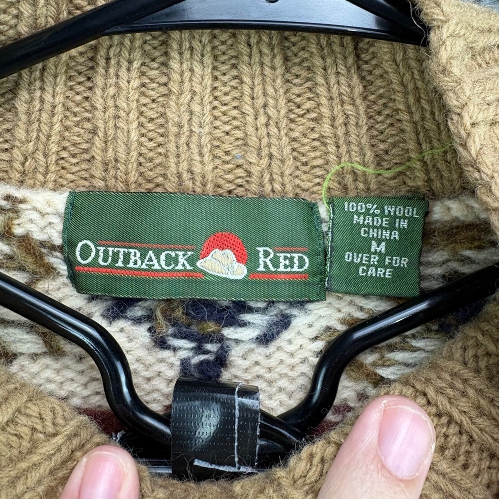 Outback Red Mens‎ Size Medium Wool Fair Isle Sweater Mock Neck Long Sleeve - Picture 2 of 7